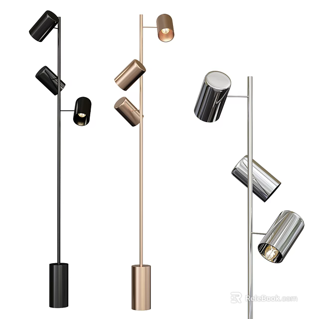 Modern Minimalist Floor Lamps With Adjustable Lampshades In Black Gold Silver 3d model 