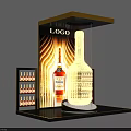 Whisky Display Stand With 100 LOGO Decorative Light Outline And Small Storage Shelf