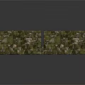Rustic Stone Wall Design With Wooden Elements And Natural Mossy Texture