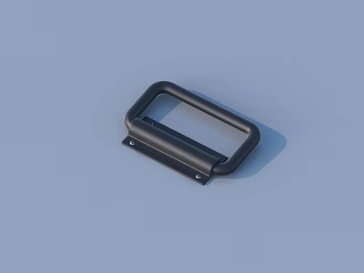 Black Metal Rectangular Handle With Mounting Plate For Furniture Hardware 3d model