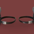 Vintage Leather Holsters With Silver Pistols On Red Background