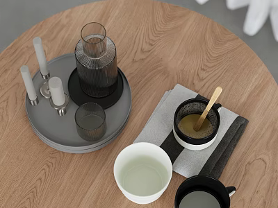 Modern Wine Fruit Ornaments Wine Candle Coffee Towel 3d model