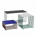 Modern Dining Tables With Sleek Metal Frames And Colored Tabletops In Various Hues 3d model