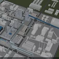 Industrial Equipment In Modern Factory Facility With Pipes Storage Tanks And Structures