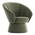 Elegant Modern Single Sofa Brown Velvet Upholstered Curved Armrests Round Base Design