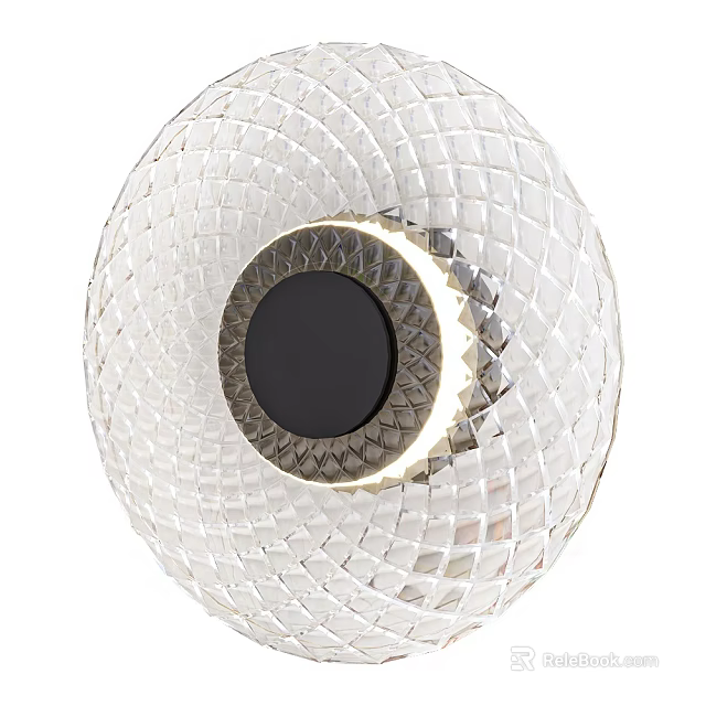 Modern Spherical Wall Lamp With Mesh Design Black Center Gold Accent And Transparent Glass 3d model 