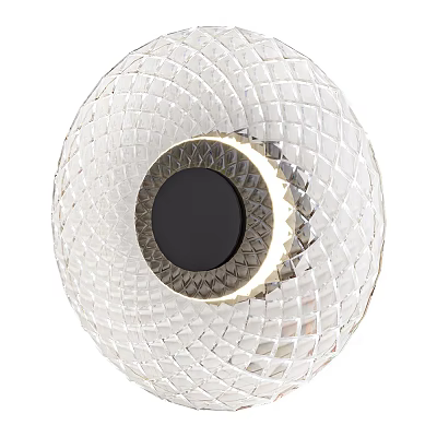 Modern Spherical Wall Lamp With Mesh Design Black Center Gold Accent And Transparent Glass 3d model
