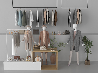 modern clothes hanger women's clothing store 3d model