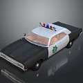 Classic Black And White Police Car With Red Blue Lights And Star Badge