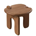 Modern Oak Round Side Tables With Unique Curved Legs And Natural Wood Finish