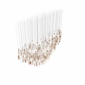 Modern Crystal Chandelier with Hanging Glass Pendants Illuminated in Elegant Design