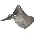 Abstract Wavy Sculpture With Layered Lines Flowing Curves And Light Colored Material Design