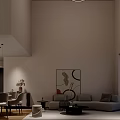 Modern Minimalist Open Plan Living And Dining Room With Cozy Sofas And Elegant Indoor Decor
