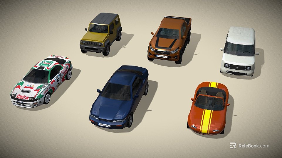 Diverse Assorted Cars Featuring SUV Sedan Sports Van and Coupe in Various Colors 3d model 