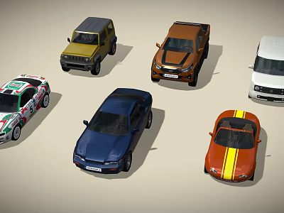 Diverse Assorted Cars Featuring SUV Sedan Sports Van and Coupe in Various Colors 3d model