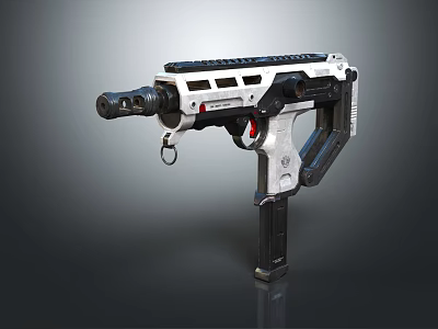 Modern Tactical Handgun With White Black Finish Ergonomic Grip Top Rail And Red Accent 3d model