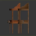 Vintage Style Wooden Corner Tables With Drawers And Tiered Shelves Design