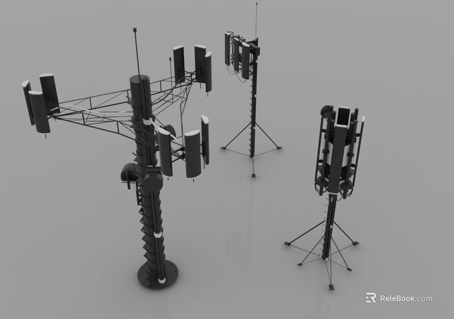 Industrial Communication Equipment With Multiple Antennas And Metal Support Stand Structures 3d model 