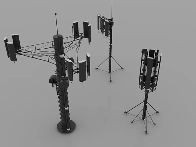 Industrial Communication Equipment With Multiple Antennas And Metal Support Stand Structures 3d model