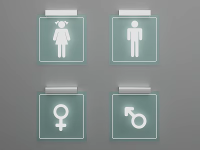 Decorative Square Hanging Signs With Female Male Gender Symbols For Restroom Identification 3d model