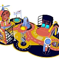 Interactive Play Area With Colorful Slides Climbing Structures And Spin Devices 3d model