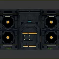 Futuristic Industrial Scene Component With Central Door Circular Fans And Metallic Frame