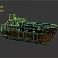 Old Vintage Ship Model With Yellow Black Hull Red Life Rings And Deck Cabin