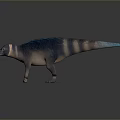 Realistic 3D Dinosaur Reptile Model With Blue Green Brown Stripes And Textured Skin
