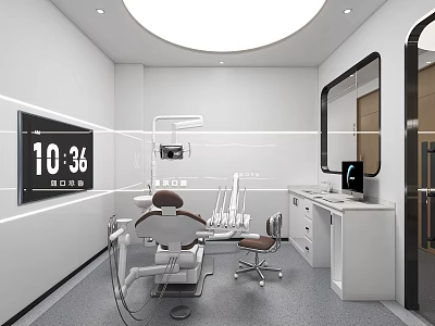 Modern Dental Clinic Interior With Treatment Chair Cabinets And Equipment 3d model