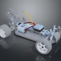 Detailed Car Chassis Model With Wheels Battery Wiring And Frame Structure 3d model