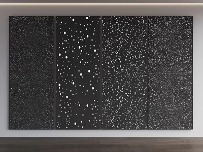 Black Four Panel Background Wall With White and Gold Dots Varied Sizes and Densities 3d model