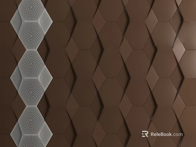 Modern Interior Wall Design With Geometric Hexagonal Patterns And Textured Panels 3d model