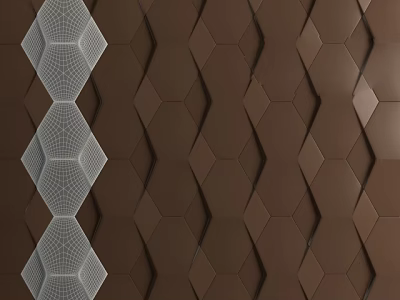 Modern Interior Wall Design With Geometric Hexagonal Patterns And Textured Panels 3d model