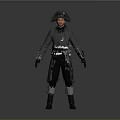 Realistic Game and Movie Character in Military Style Uniform With Tricorn Hat Leather Belt and Dark Coat