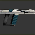 Futuristic Gun With Modern Sleek Design Gray Blue White Colors And Geometric Stripes