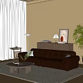 Quiet Retro Style Sofa Tea Table Combination Sofa Coffee Table Combination 3d model