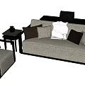 Modern Sofa Coffee Table Set With Accent Chair Decorative Pillows And Soft Throw Blanket 3d model