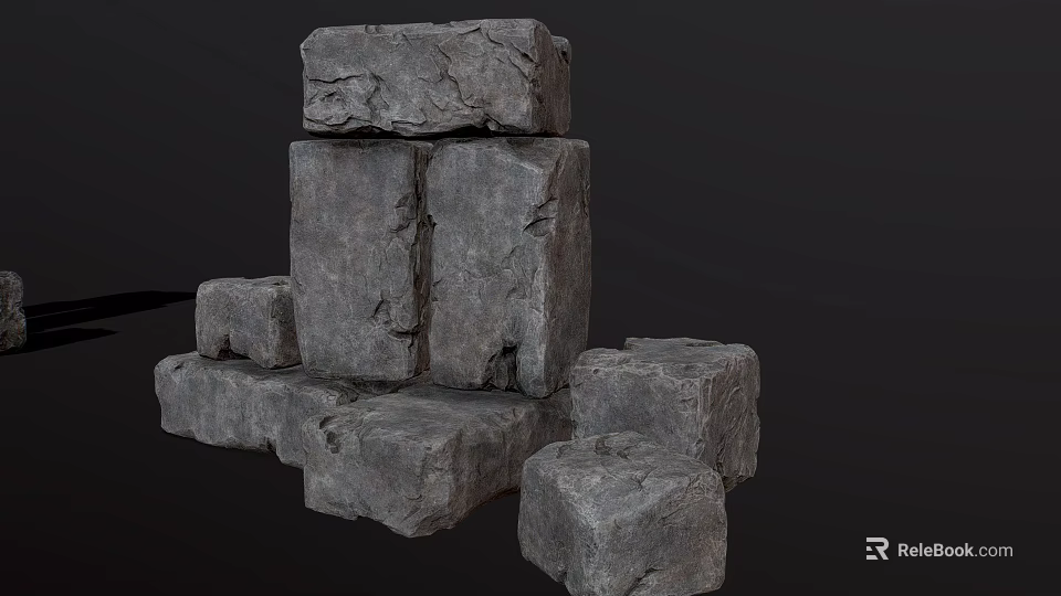 Natural Rough Textured Stone Blocks Stacked In Various Sizes For Construction Projects 3d model 