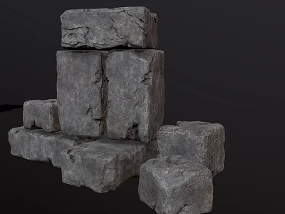 Natural Rough Textured Stone Blocks Stacked In Various Sizes For Construction Projects 3d model