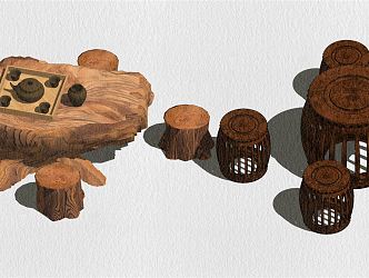 New Chinese-style Root Carving Tea Sea Tea Table 3d model