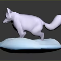 White Fox Game Movie Character With Red Eye Markings Standing On Ice Block