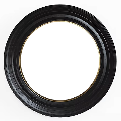 Decorative Round Black Mirror With Gold Accented Frame And Classic Design 3d model