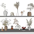 Stylish Vases With Dried Flowers On Shelves Neutral Tones And Small Decor Items