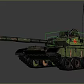 Chinese Main Battle Tank with Green Camouflage Armor Red Star and Tracks