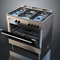 Stainless Steel Kitchen Appliance Gas Range With Multiple Burners And Oven Rack