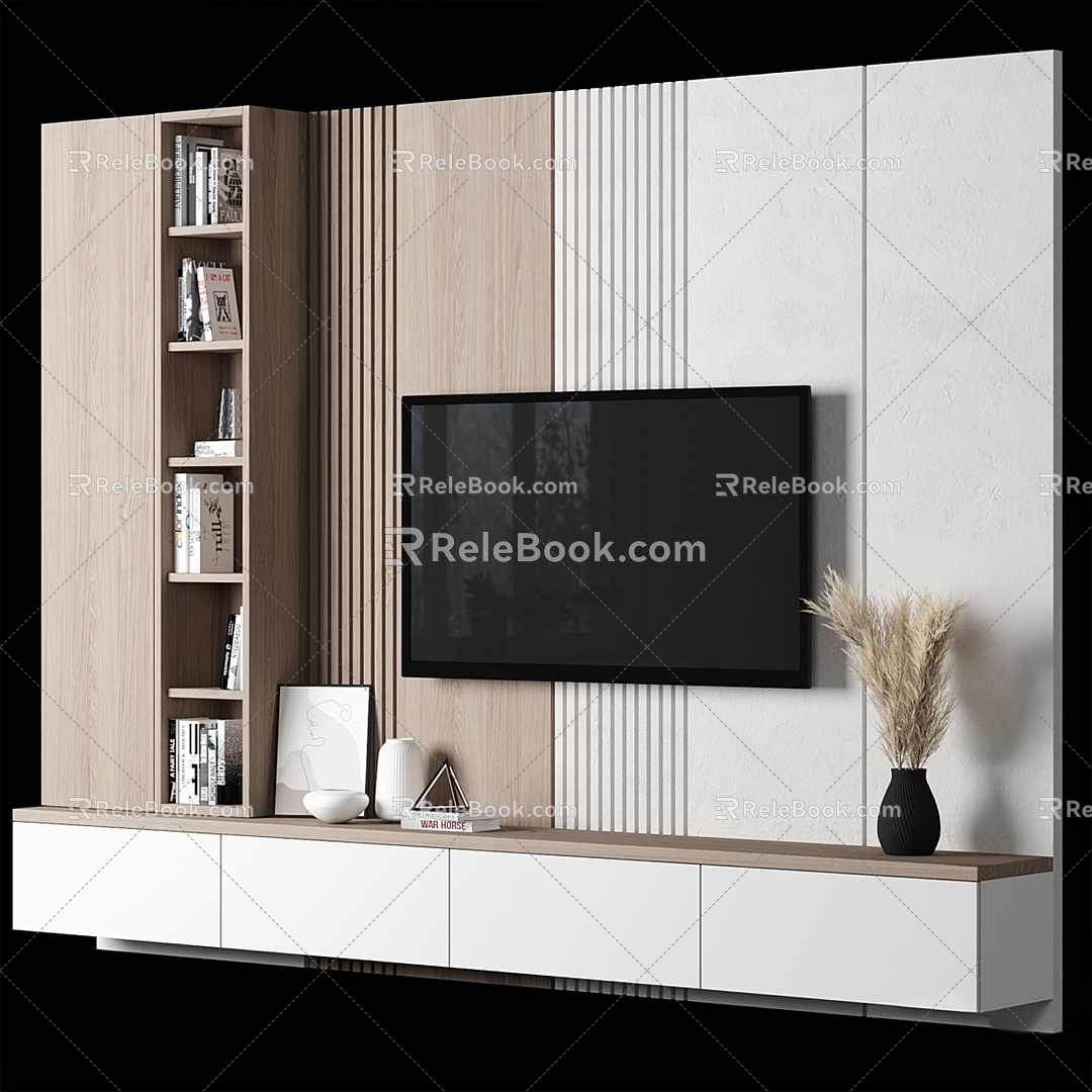 Modern TV cabinet TV background wall 3d model