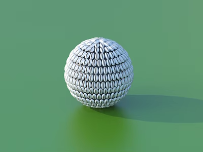 White Spherical Decorative Ornament Set With Textured Surface On Green Background 3d model