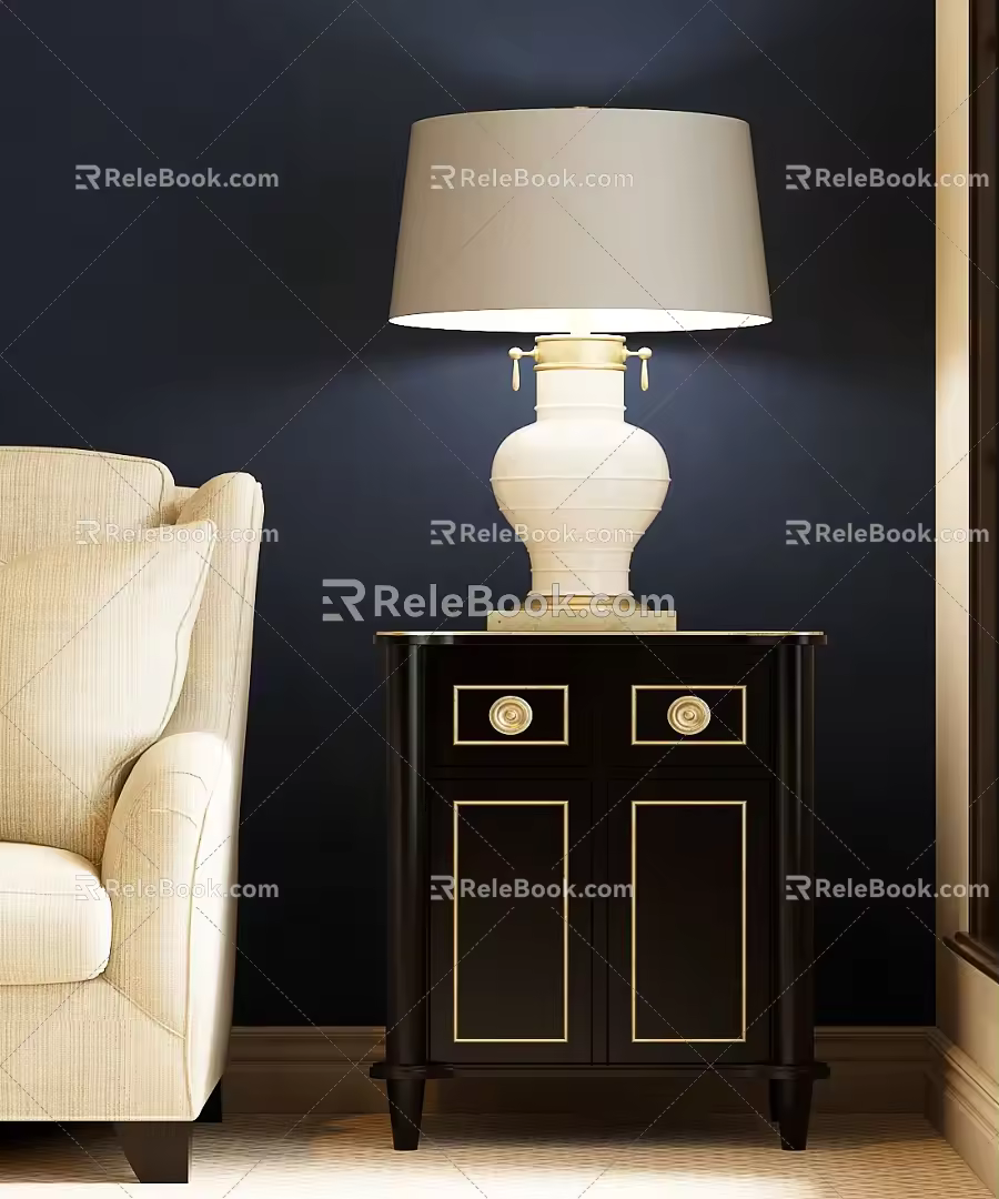 French Side Table European Side Table American Side Table French Table Lamp European Table Lamp American Table Lamp 3d model