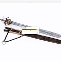 Medieval Weapon Sword With Ornate Hilt Leather Scabbard And Bladed Edge Design