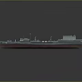 Three Ship Models Side by Side with Gray Hulls Red Bottoms and Deck Structures 3d model